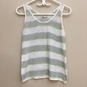 OLD NAVY White Striped Linen Blend Knit Sleeveless Tank Top Women’s Medium